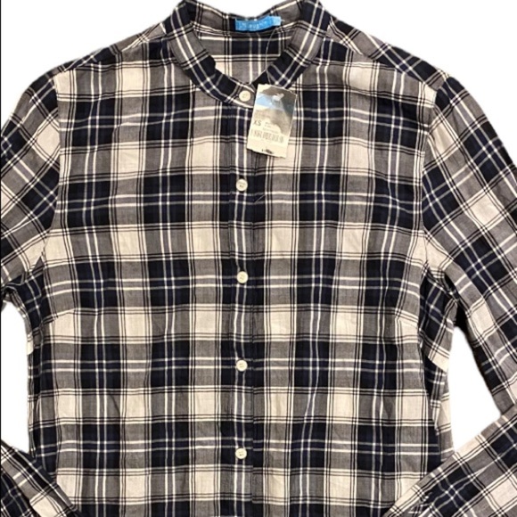 J. McLaughlin Dakota Top NWT Button Down Blouse White Navy Plaid Size XS - Picture 2 of 8